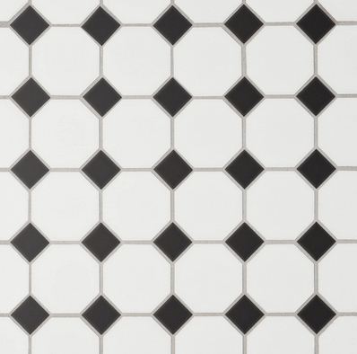 Keramik Mosaic Octagon White Black 30x60  